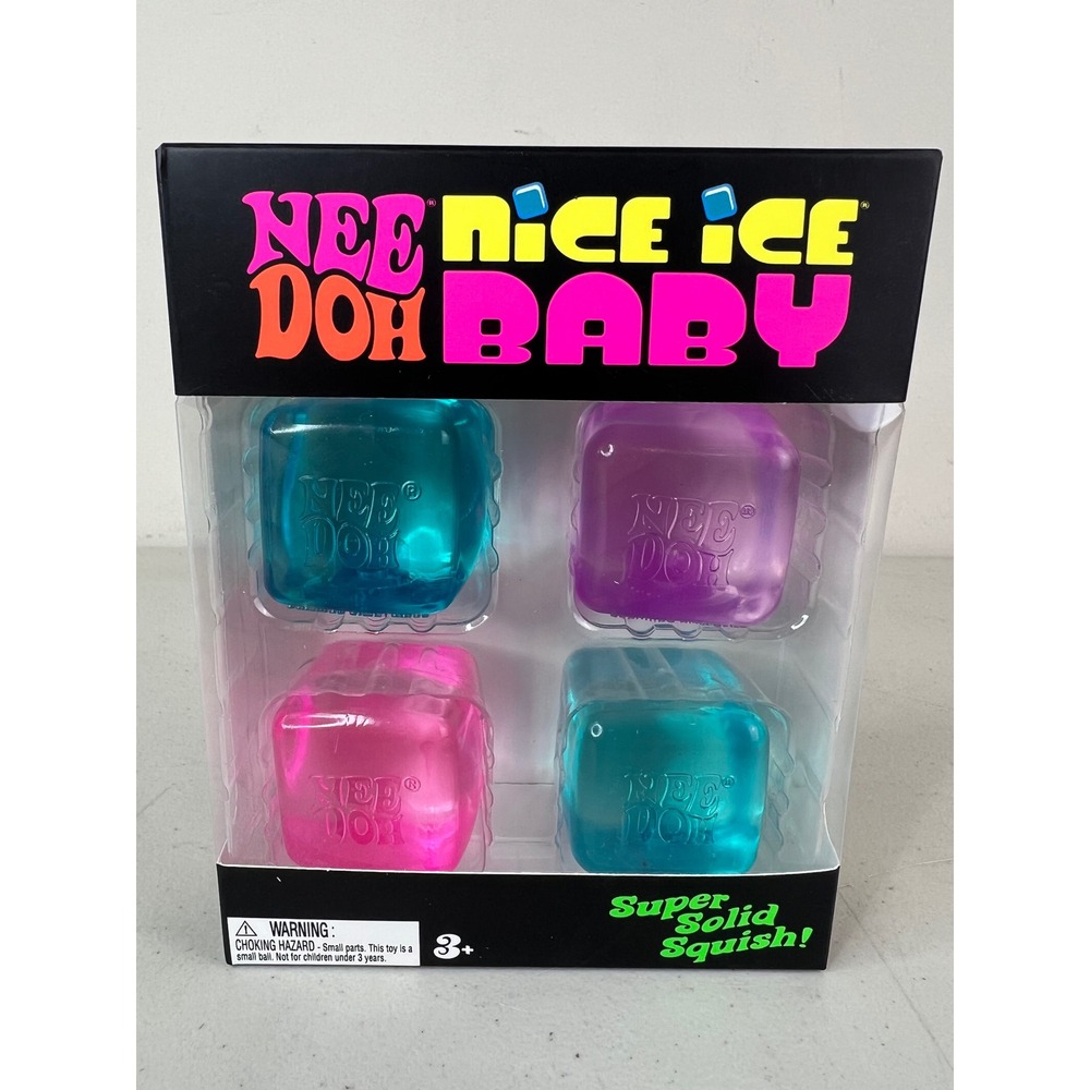 Schylling NeeDoh Nice Ice Baby 4 Pack Assorted Colors Stress Toy Fidget Cubes